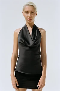 HALTER SATIN EFFECT TOP