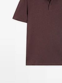 Linen and cotton short sleeve polo shirt