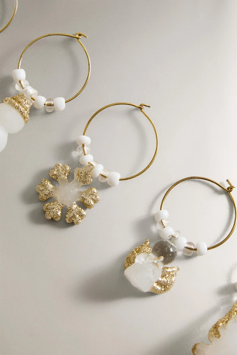 SET OF SHINY CHRISTMAS GLASS RING MARKERS (SET OF 6)