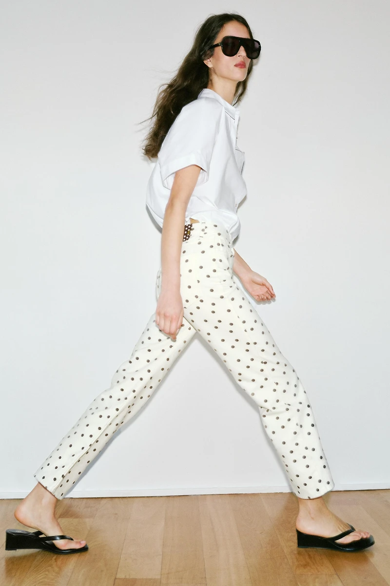 Z1975 MID-RISE MINI FLARE POLKA DOT JEANS