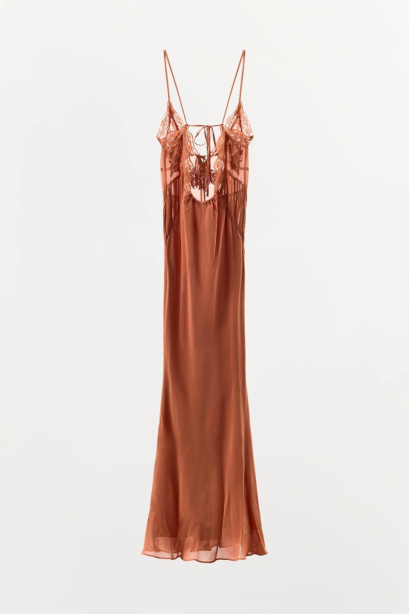 GEORGETTE DRESS WITH EMBROIDERY AND BEADING