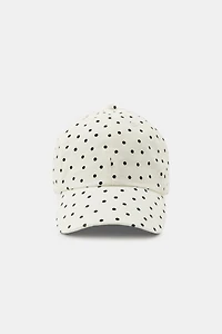 POLKA DOT HEART EMBROIDERED TWILL CAP