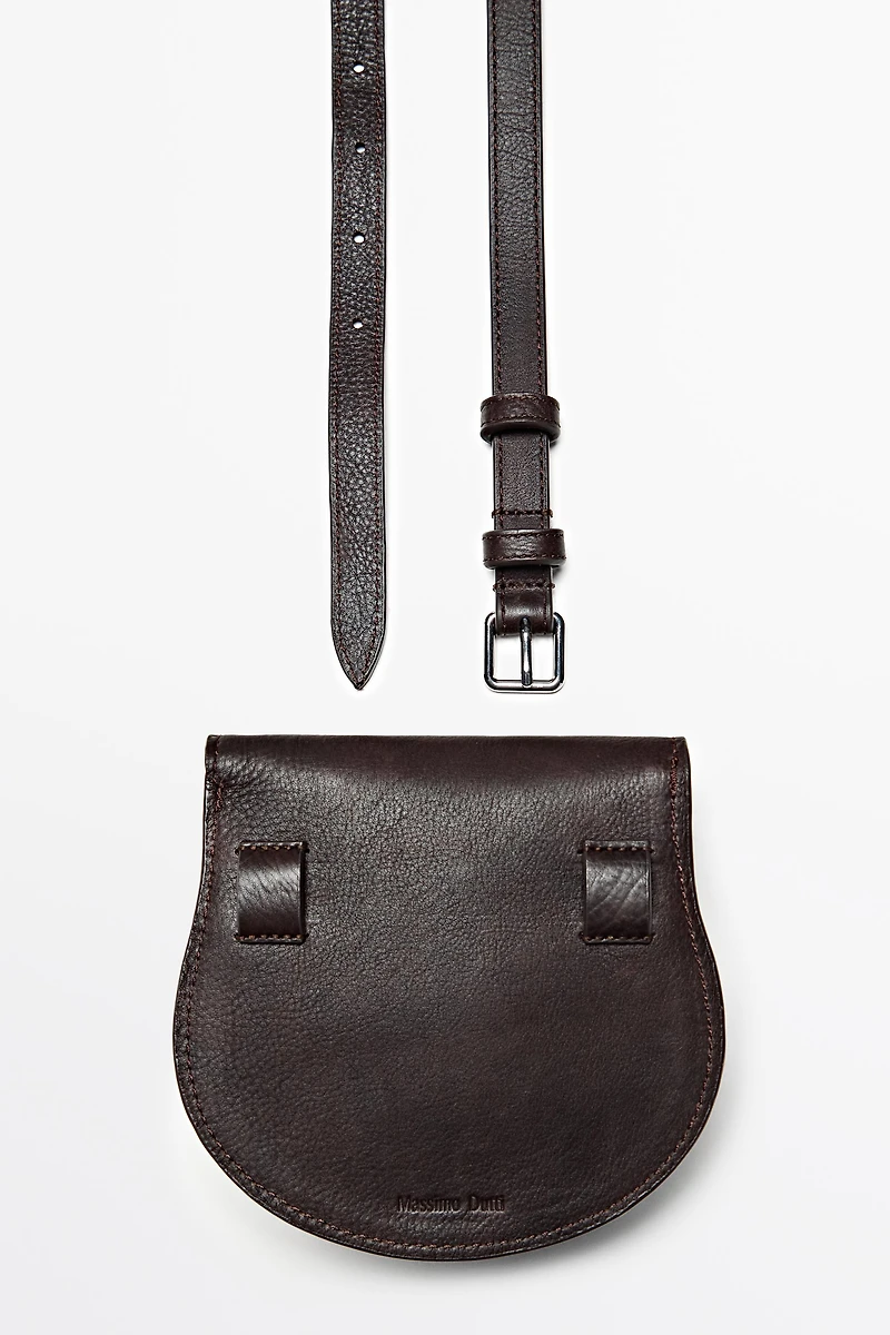 Nappa leather belt with pouch