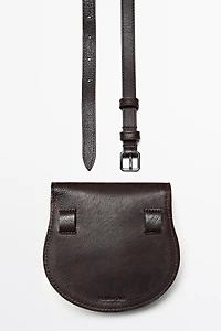 Nappa leather belt with pouch