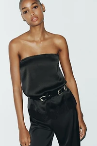 SATIN EFFECT LACE TOP