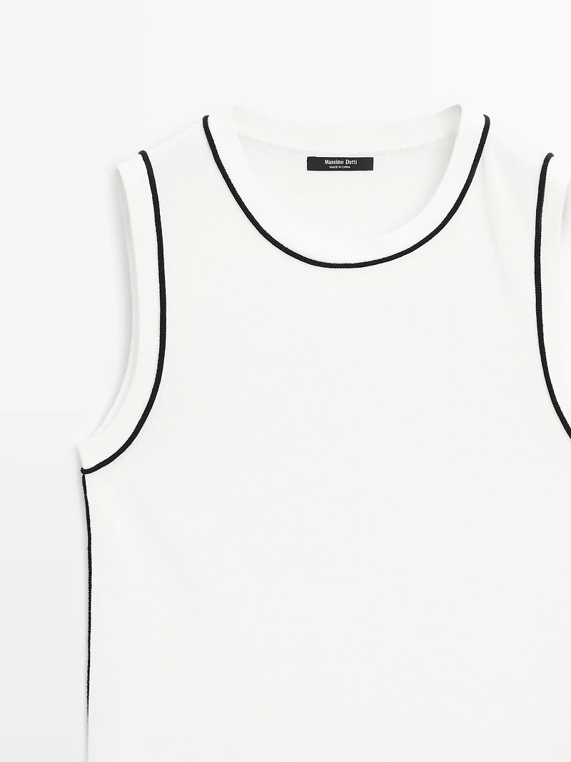 Knit top with contrast detail