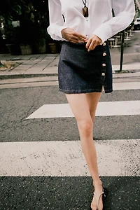 Z1975 DENIM CROSSOVER BUTTON SKORT