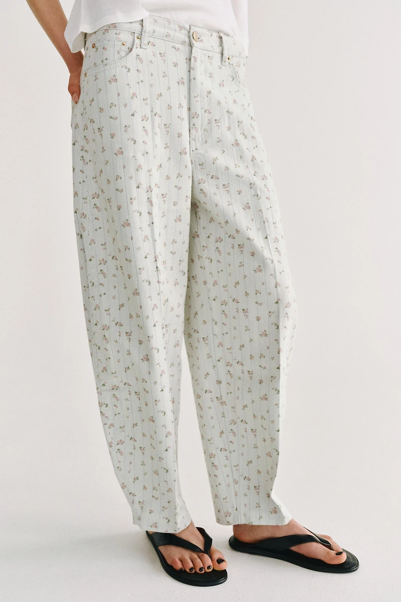 ZW COLLECTION HIGH RISE TAPERED FLORAL JEANS