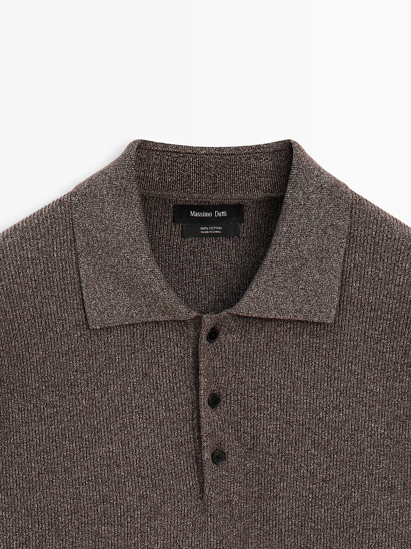 Pull polo en maille de coton à boutons