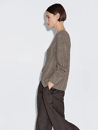 Cable-knit V-neck sweater