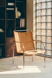 RATTAN AND STEEL ACCENT CHAIR