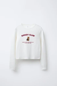 T-SHIRT CÔTELÉ IMPRIMÉ