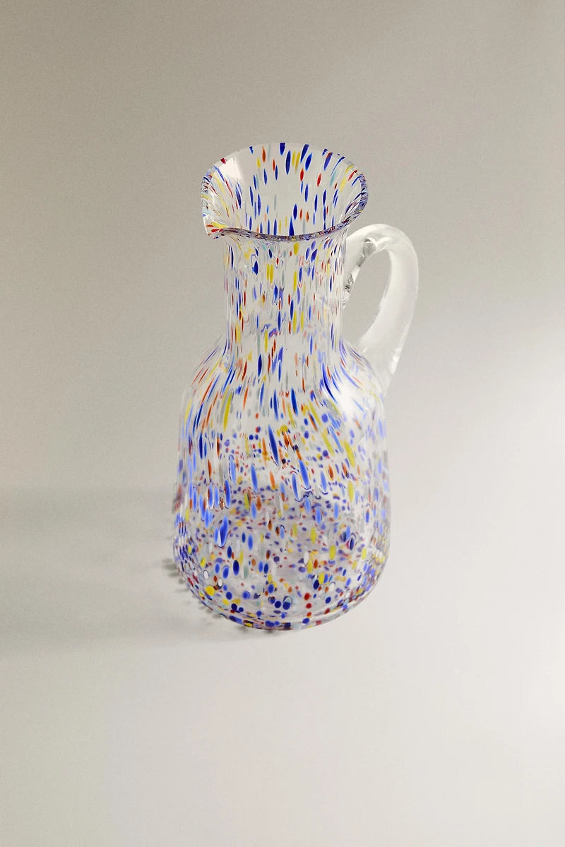 MULTICOLORED GLASS PITCHER