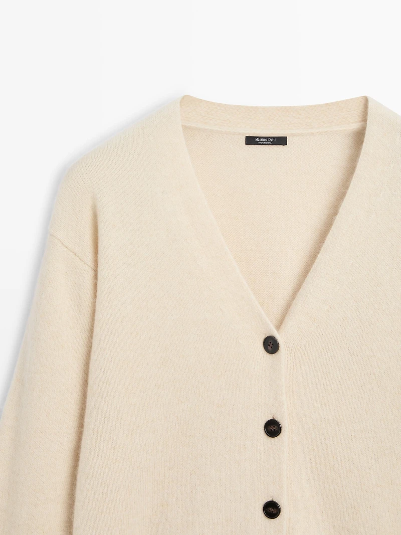 Cardigan col V en laine et alpaga