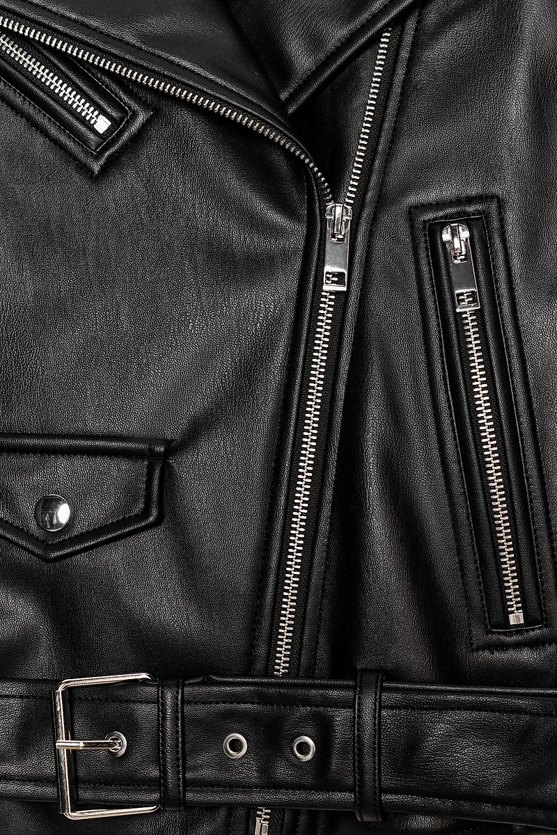 FAUX LEATHER BIKER JACKET