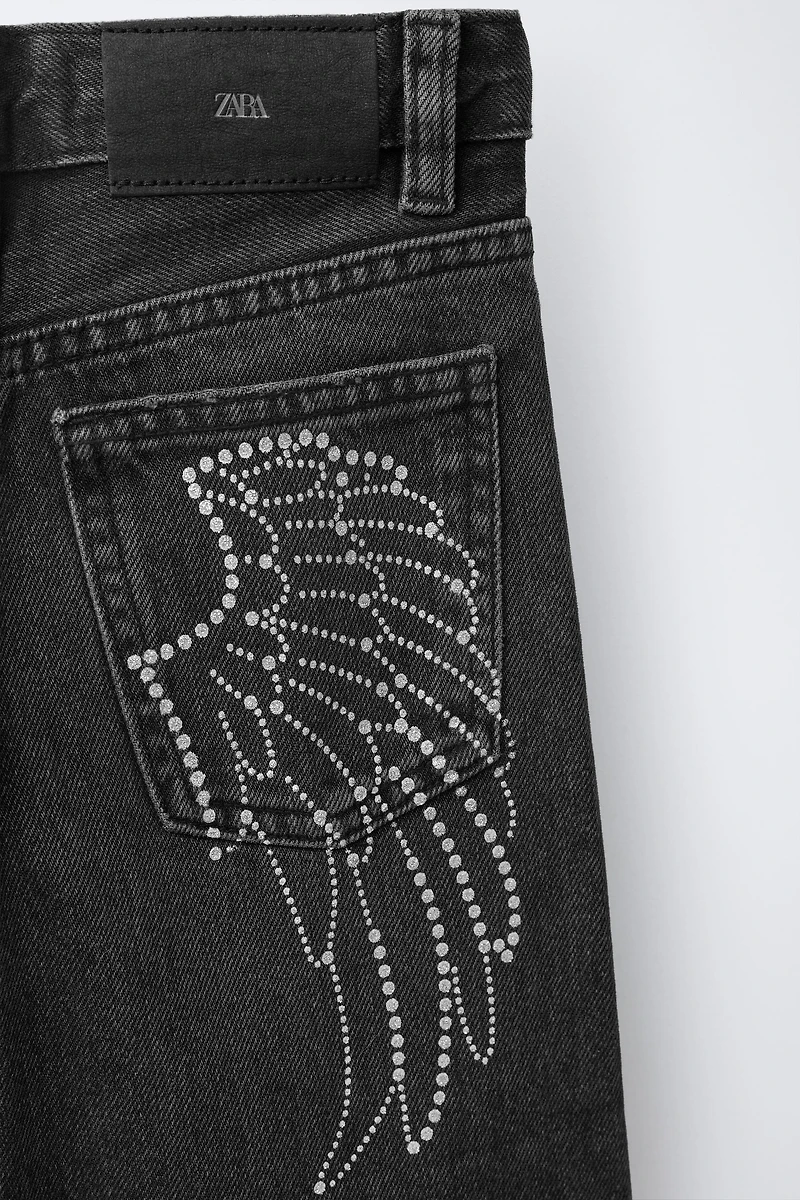 SPARKLY WING WIDE LEG JEANS