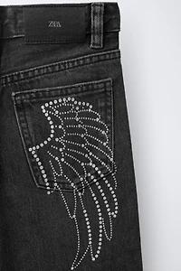 SPARKLY WING WIDE LEG JEANS