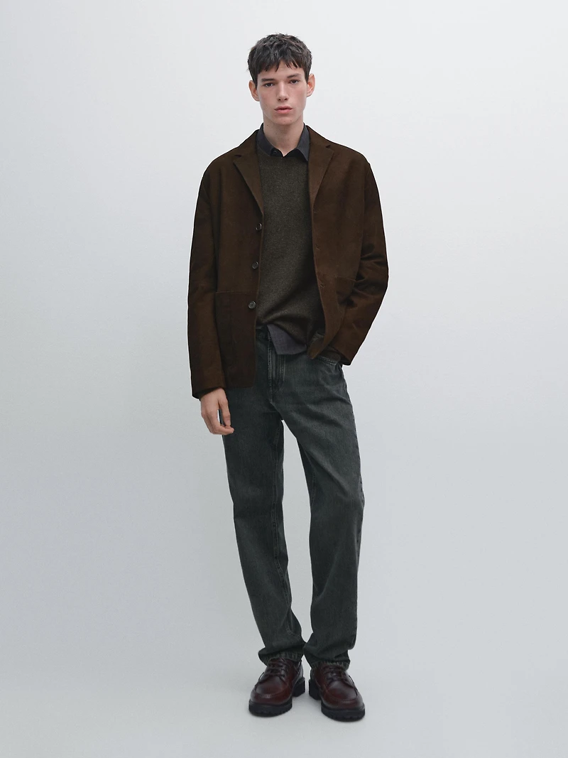 Nubuck leather blazer