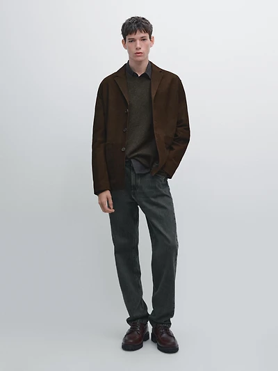 Nubuck leather blazer