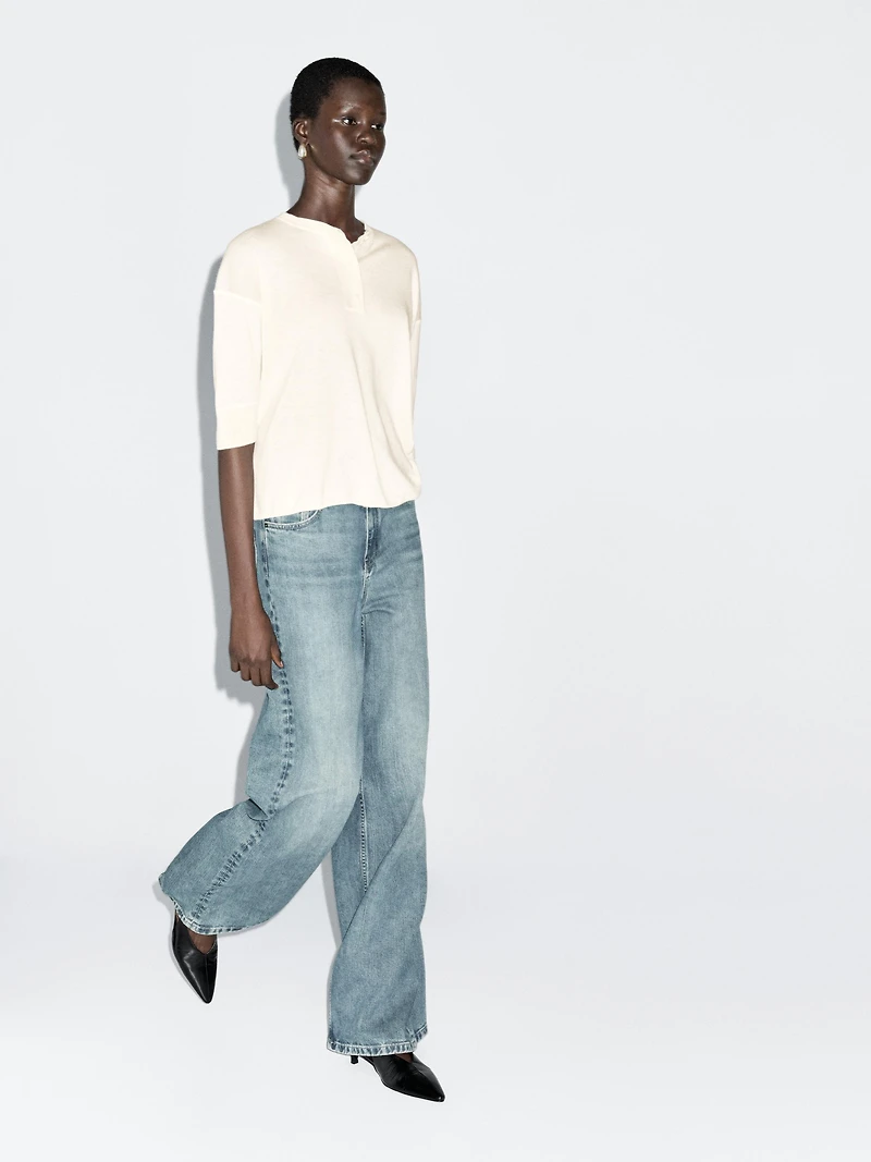 Wool blend henley sweater