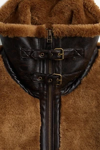 CONTRAST FAUX FUR LEATHER JACKET LIMITED EDITION