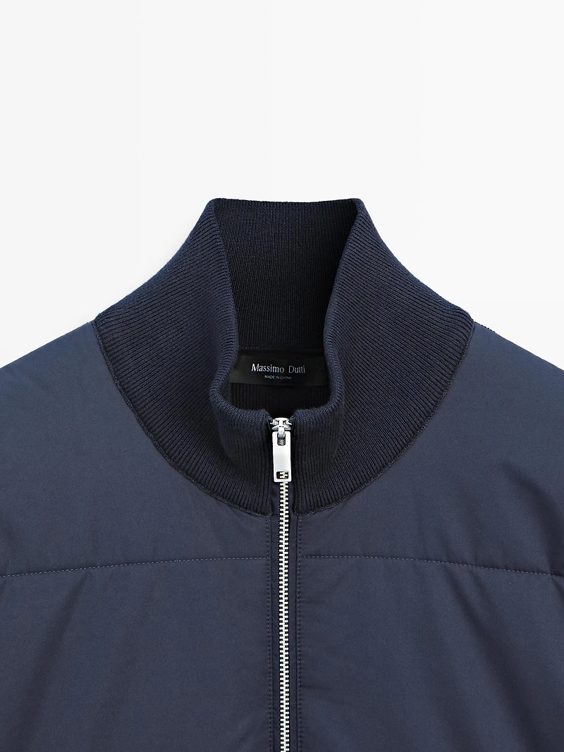 Veste bi-matière matelassée et en maille