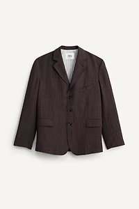 STRIPED VISCOSE - LINEN SUIT JACKET