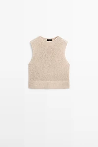 Linen blend knit top