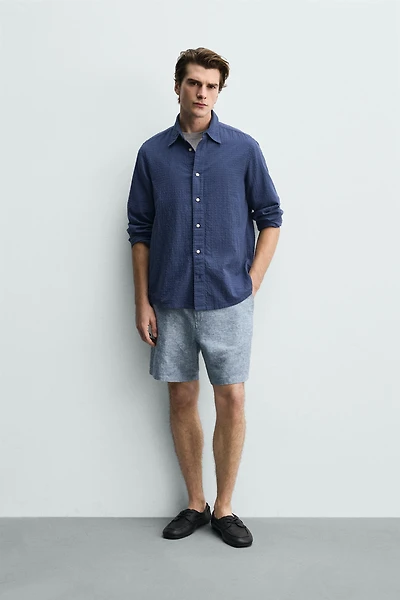 REGULAR FIT TEXTURED SHORTS