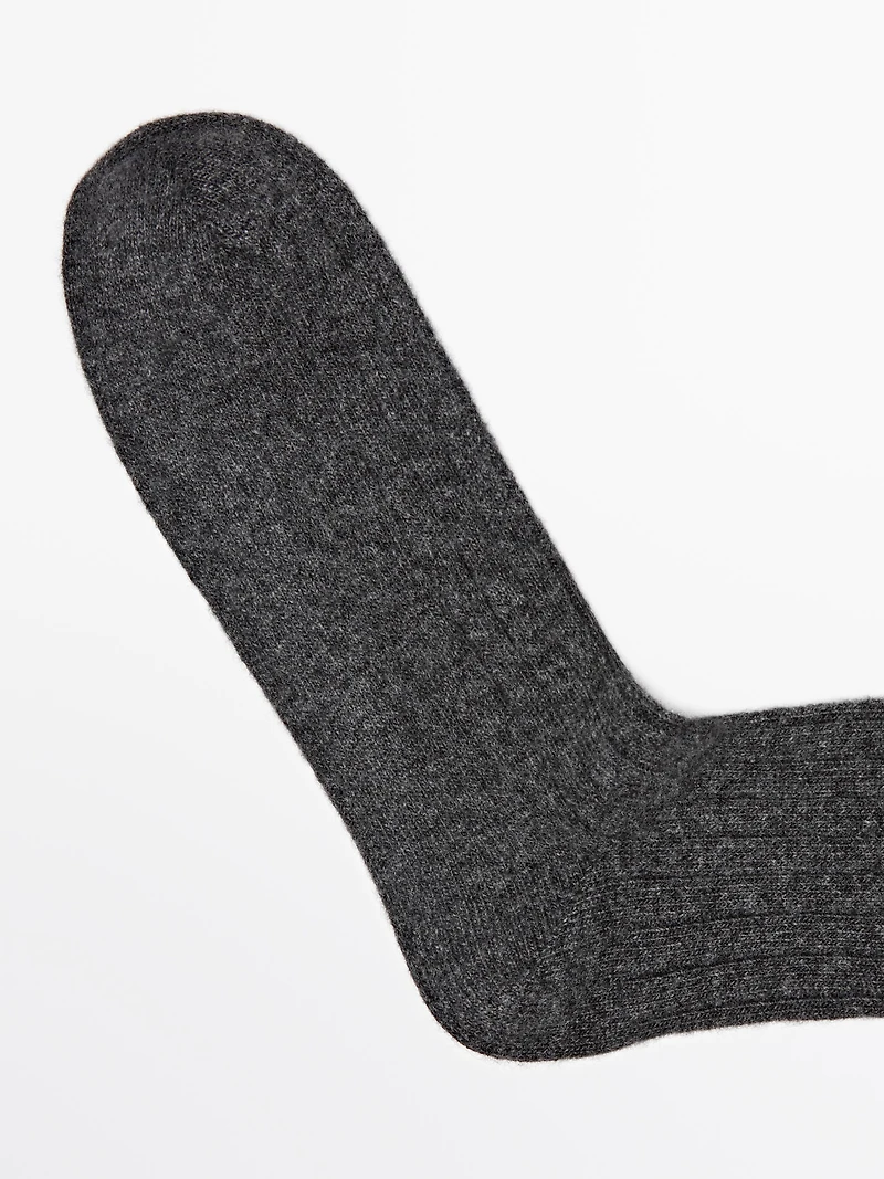 Chaussettes en maille côtelée laine cachemire