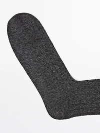 Chaussettes en maille côtelée laine cachemire