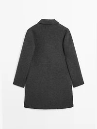 Manteau mi-long à revers en laine mélangée