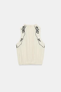 COMBINATION EMBROIDERED PUFF TOP