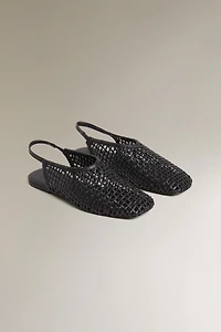 BRAIDED LEATHER SLINGBACK BALLET FLATS