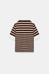 STRIPED COMBO POLO TOP