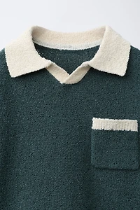 POLO EN MAILLE À COL CONTRASTANT