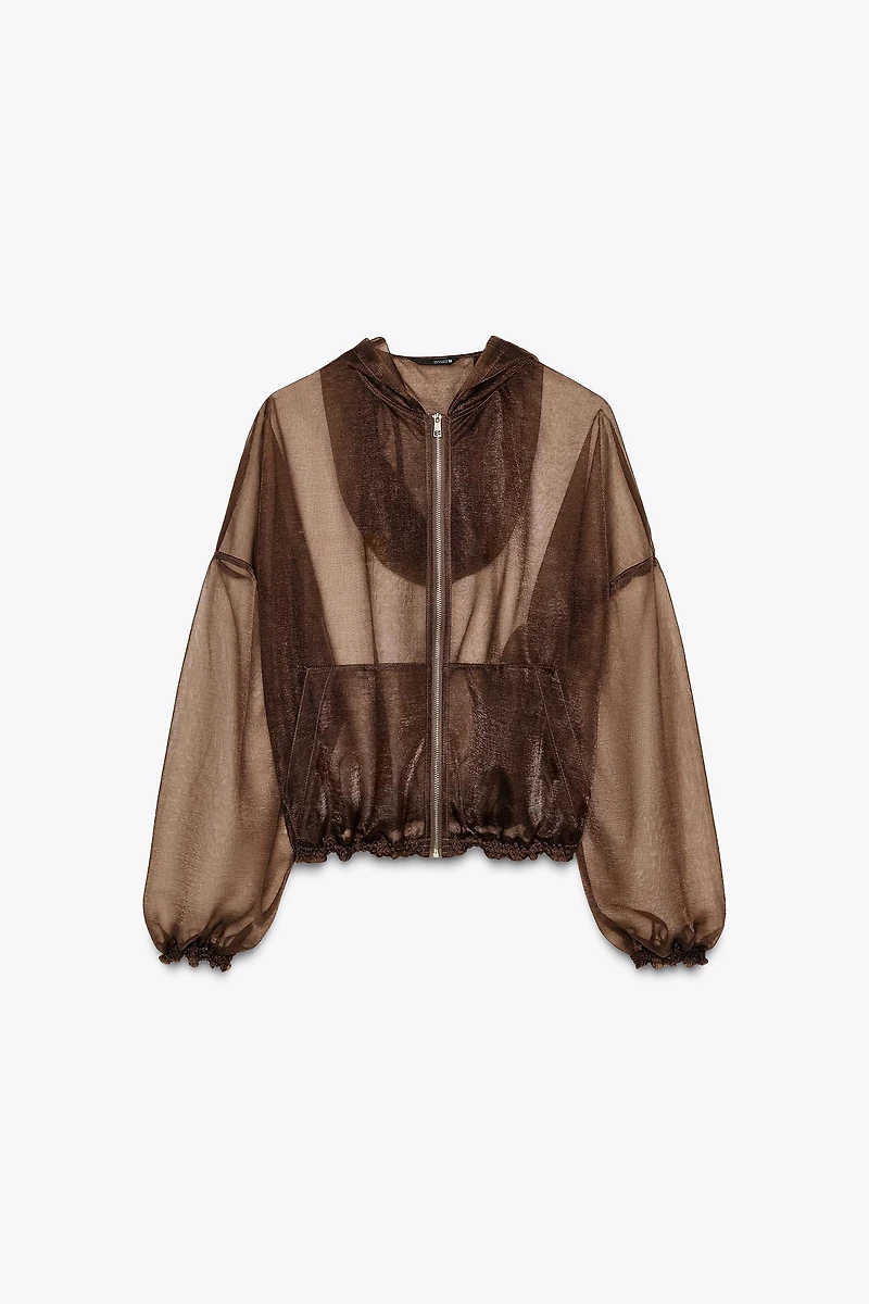 HOODED ORGANZA JACKET