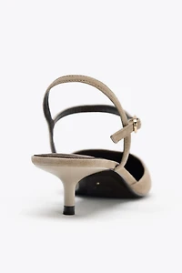 SUEDE KITTEN HEEL SLINGBACKS