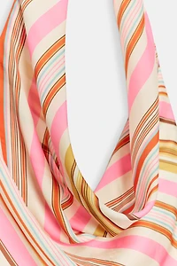 SATIN EFFECT STRIPED HALTER TOP