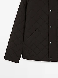 Quilted jacket with corduroy collar