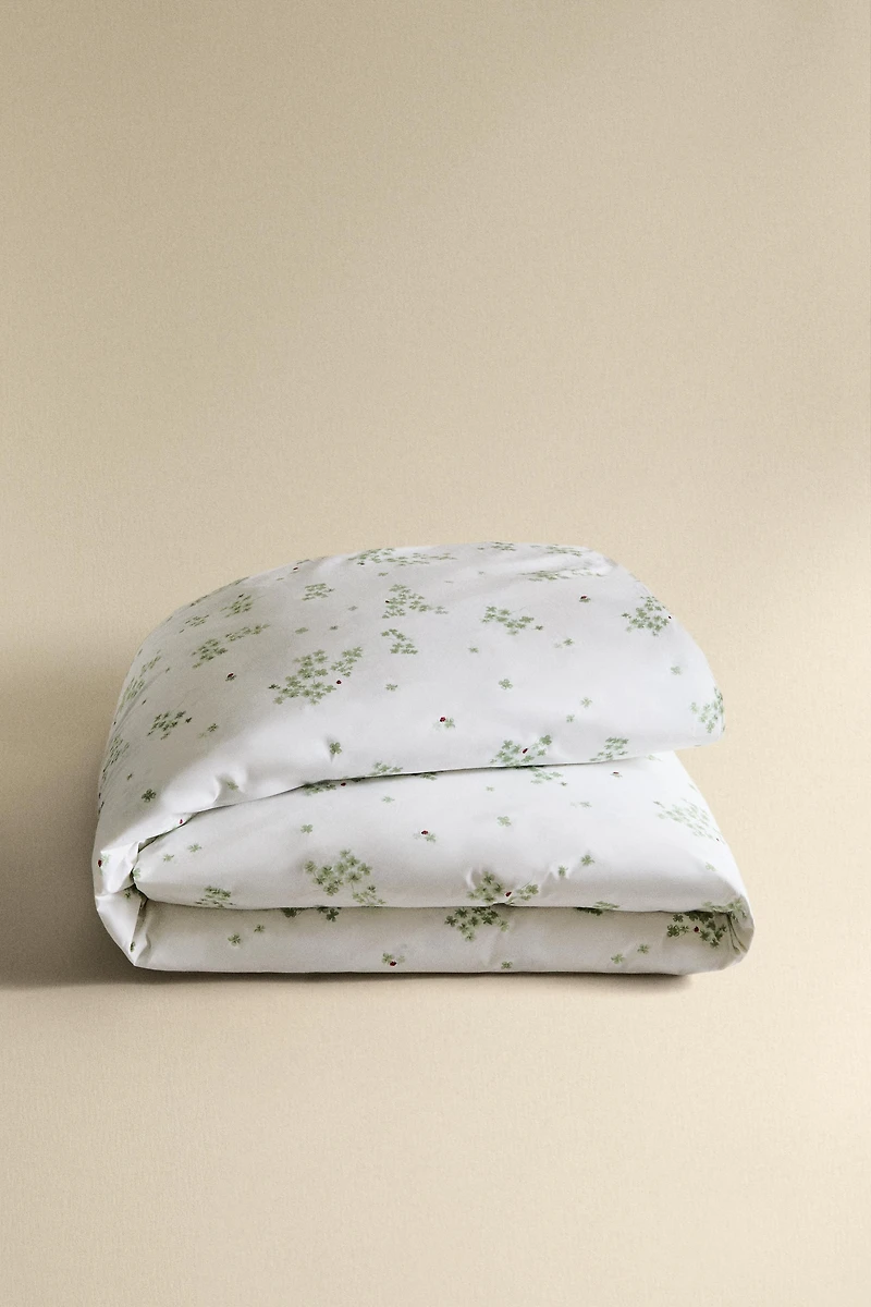 HOUSSE DE COUETTE COTON TRÈFLES ET COCCINELLES