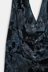 FLOCKED HALTER DRESS