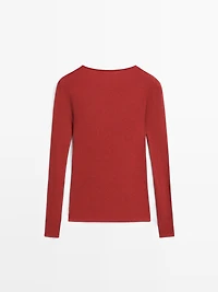 Long sleeve T-shirt with ribbed detail