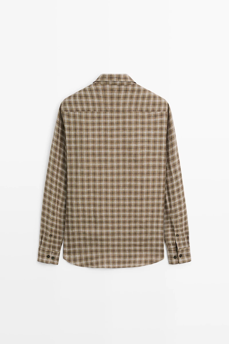 100% linen regular fit check shirt