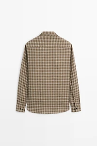 100% linen regular fit check shirt