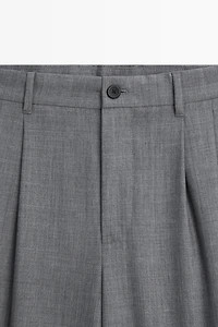 Relaxed fit cool wool darted pants