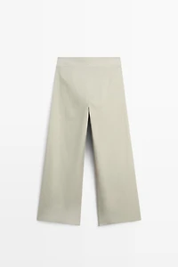 Wide-leg pants with pleated sash detail