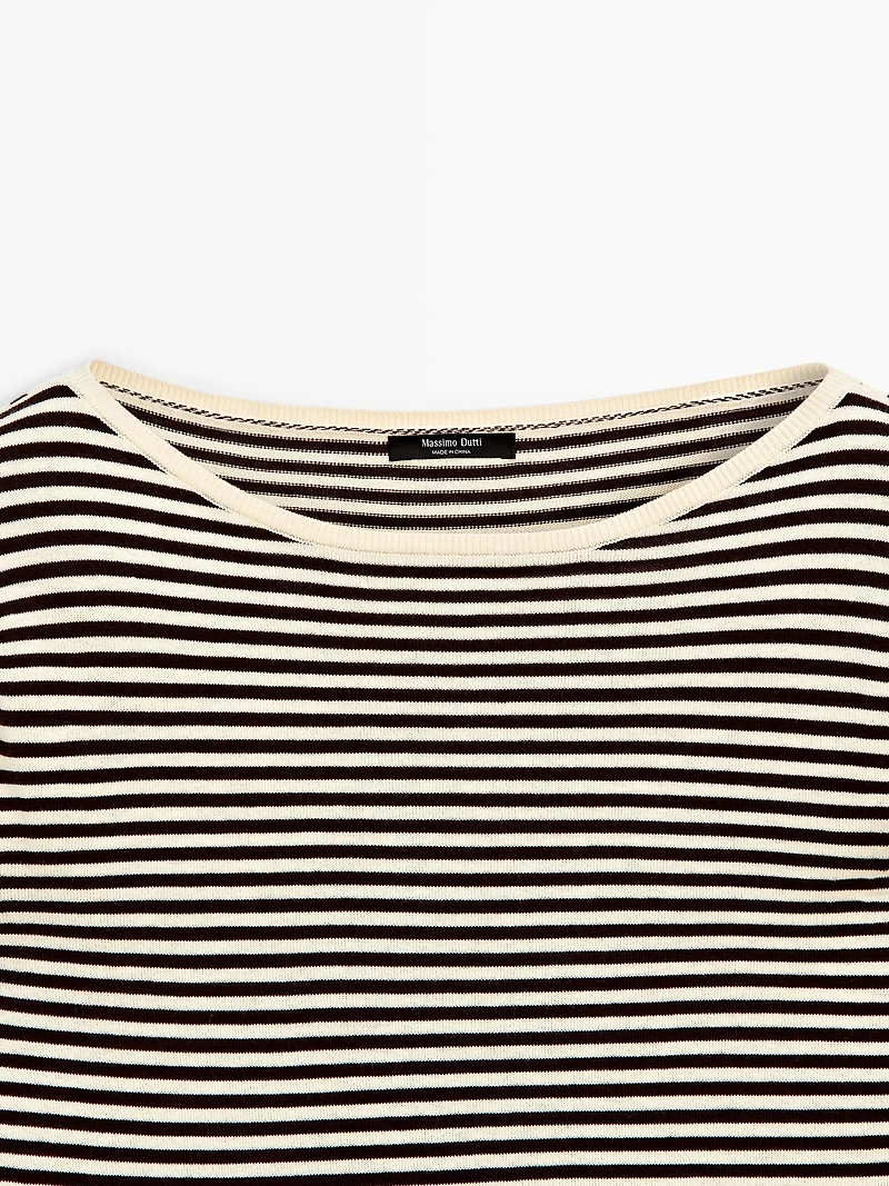 Striped long sleeve knit sweater