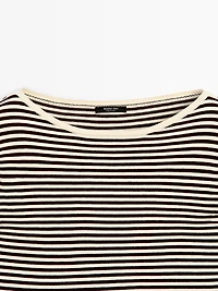 Striped long sleeve knit sweater