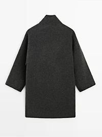 Manteau cape à col montant en laine mélangée